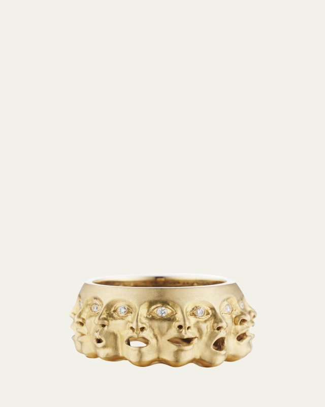 18K Yellow Gold Emotions Ring with Diamonds, Size